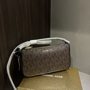 Michael Kors Brown and Black Monogram Pouch